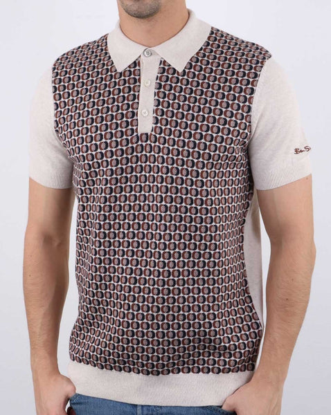 Ben Sherman Knitted Polo Shirt Ecru