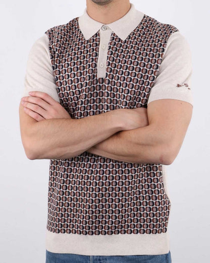 Ben Sherman Knitted Polo Shirt Ecru