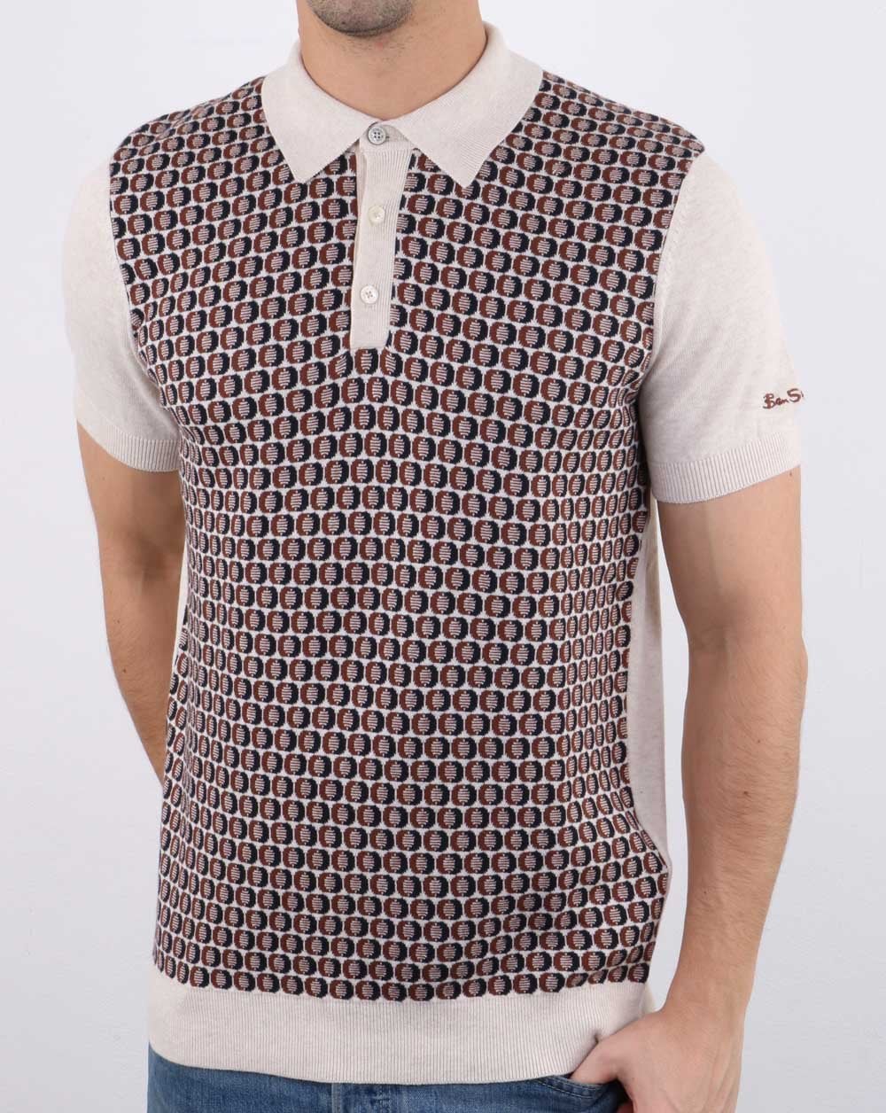 Ben Sherman Knitted Polo Shirt Ecru