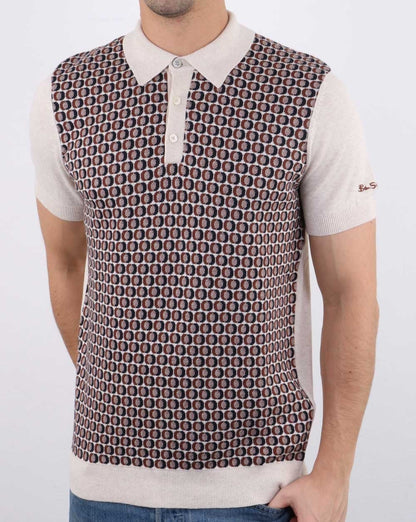 Ben Sherman Knitted Polo Shirt Ecru