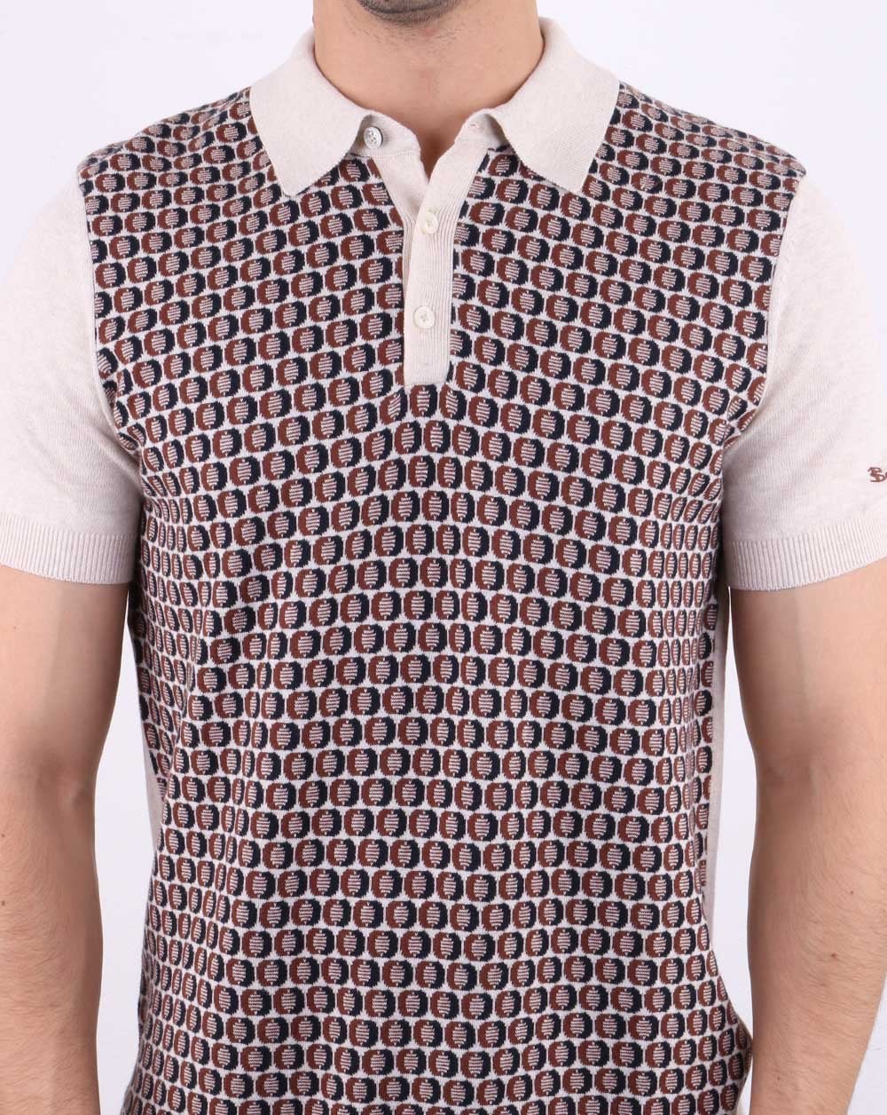 Ben Sherman Knitted Polo Shirt Ecru