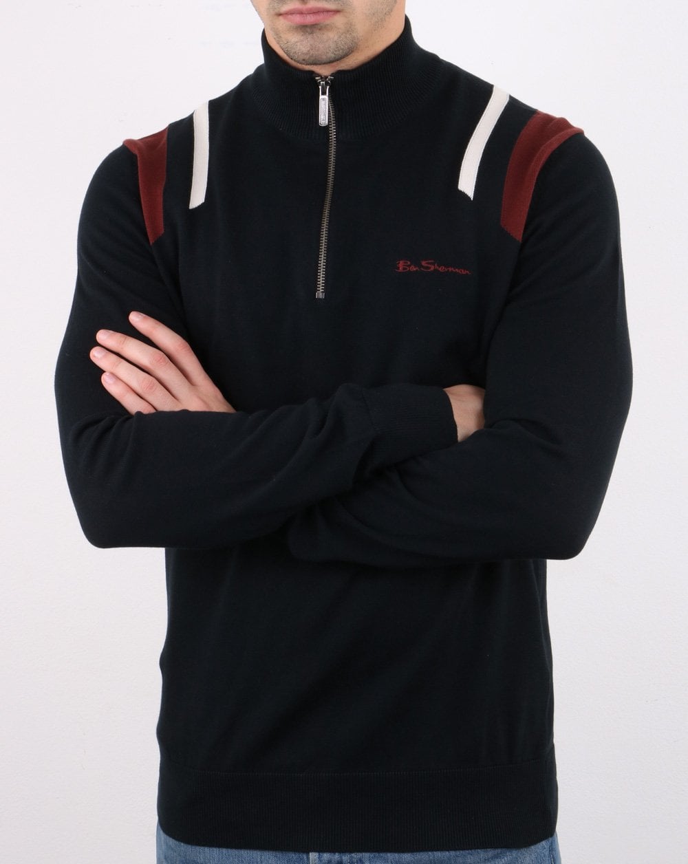 Ben Sherman Zip Knit Black