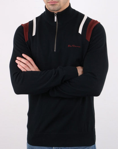 Ben Sherman Zip Knit Black