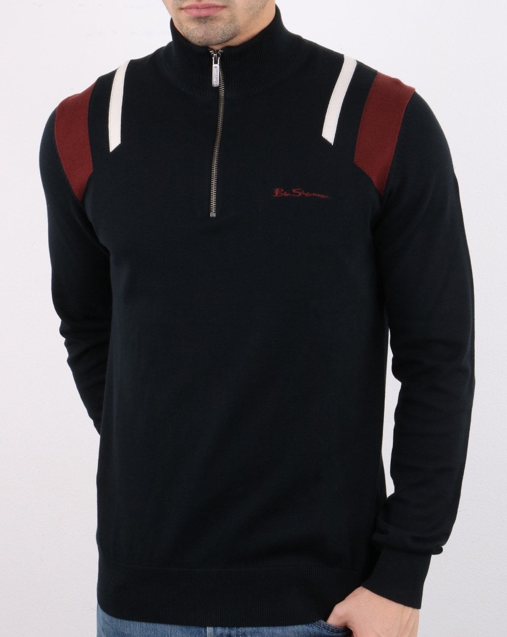 Ben Sherman Zip Knit Black