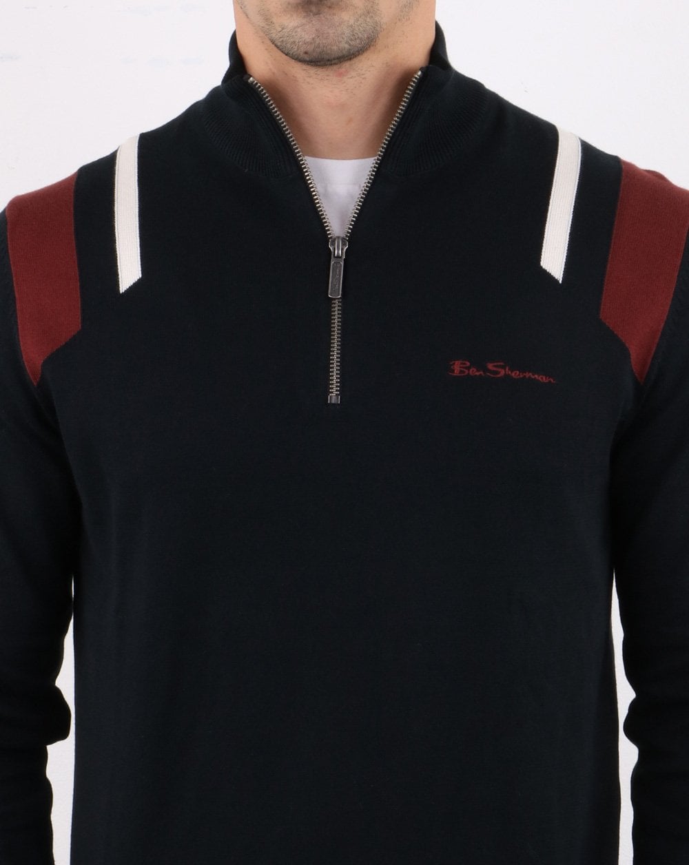 Ben Sherman Zip Knit Black