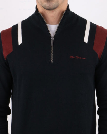 Ben Sherman Zip Knit Black