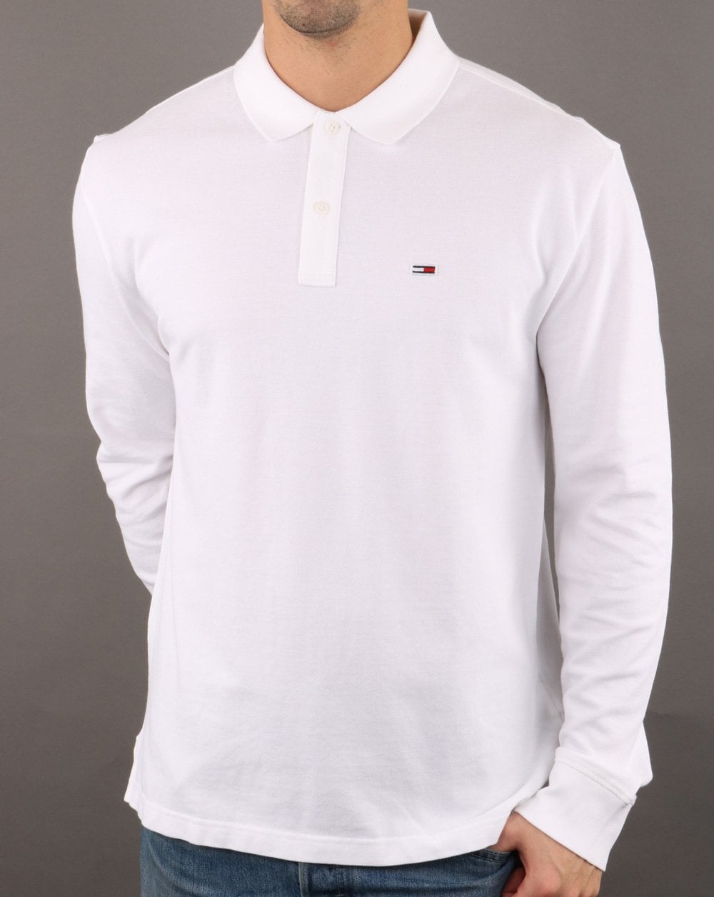 Tommy Hilfiger Long Sleeve Polo Shirt Classic White