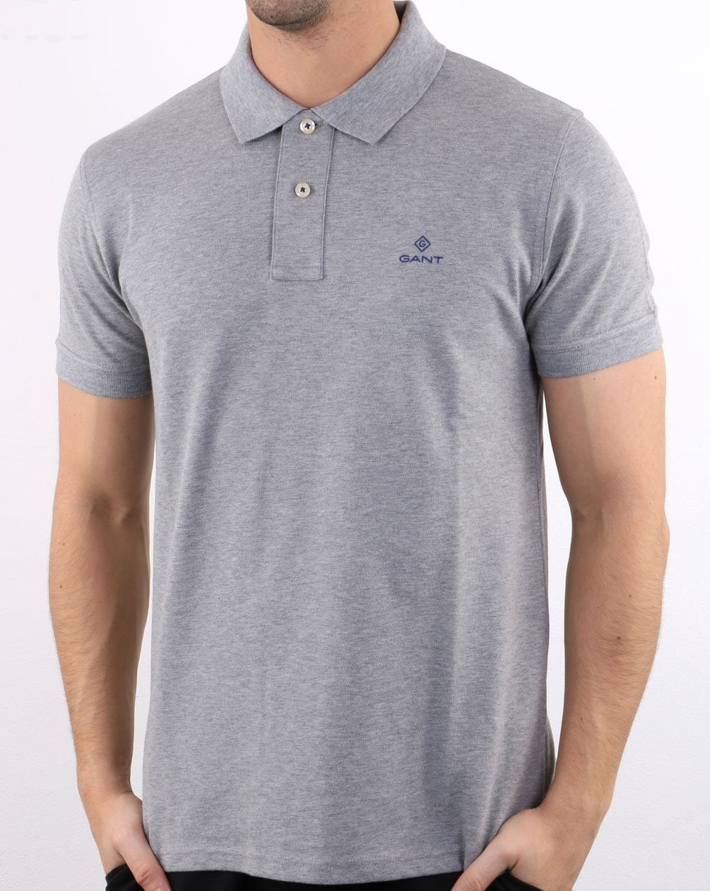 Gant Contrast Collar Polo Shirt Grey Blue