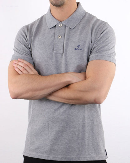Gant Contrast Collar Polo Shirt Grey Blue