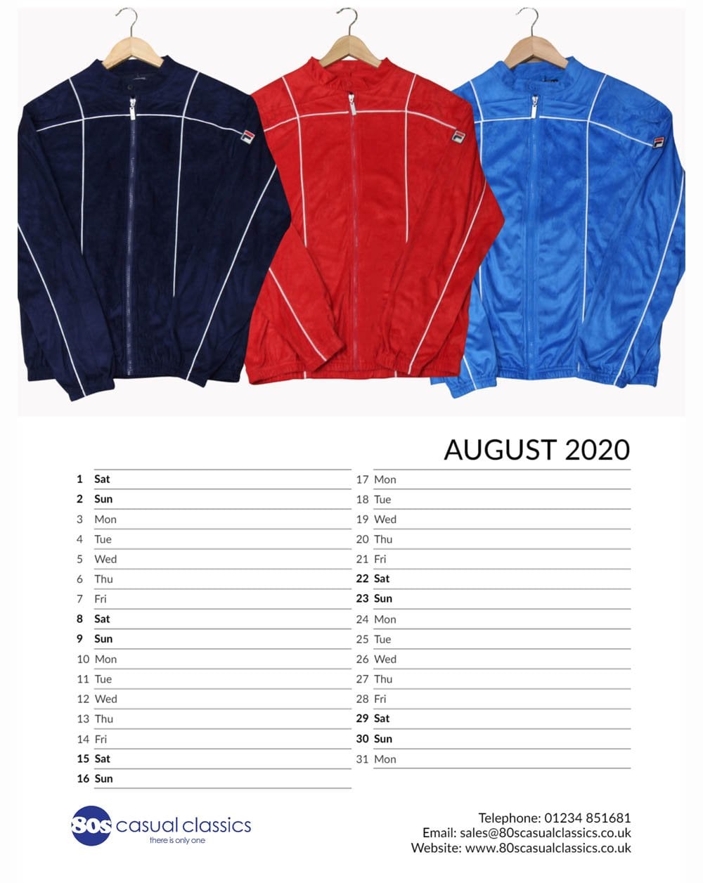 80sCC Iconics Large A3 Calendar 2020