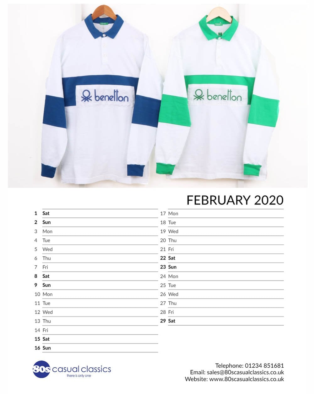80sCC Iconics Large A3 Calendar 2020