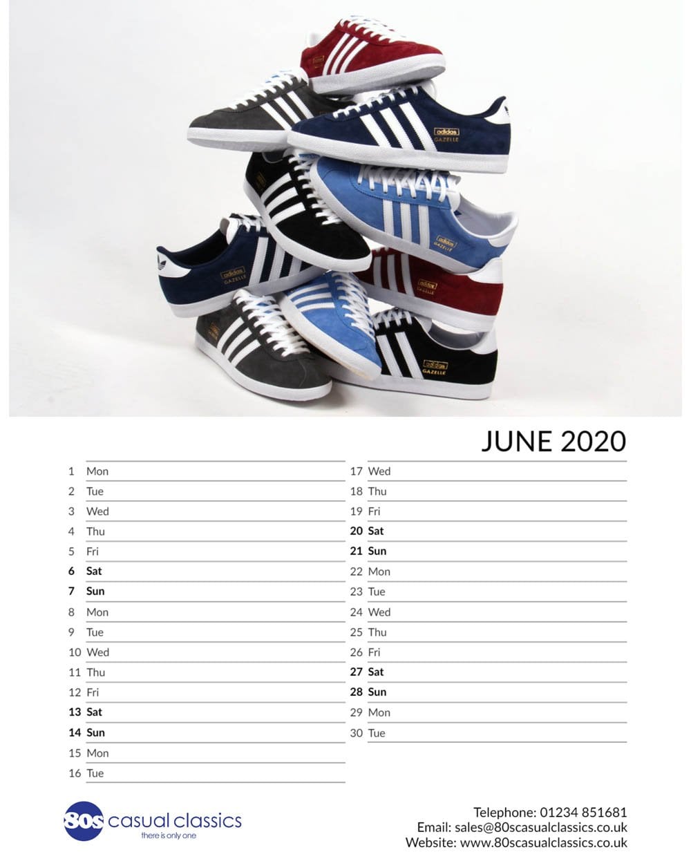 80sCC Iconics Large A3 Calendar 2020