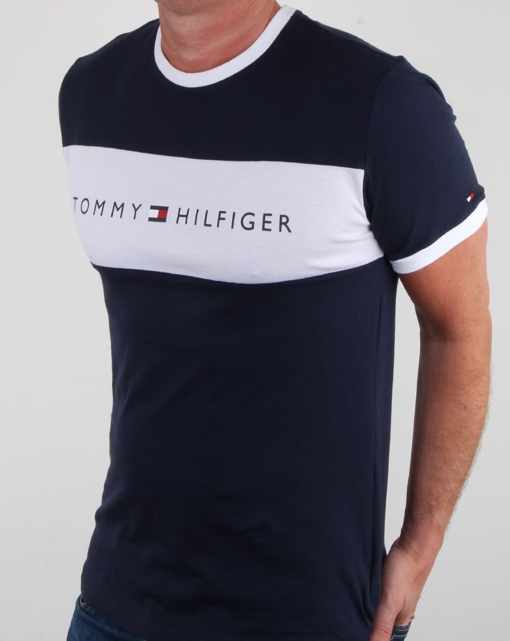 Tommy Hilfiger Logo Flag T Shirt Navy