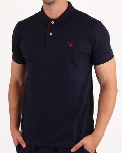 Gant Contrast Collar Polo Shirt Navy