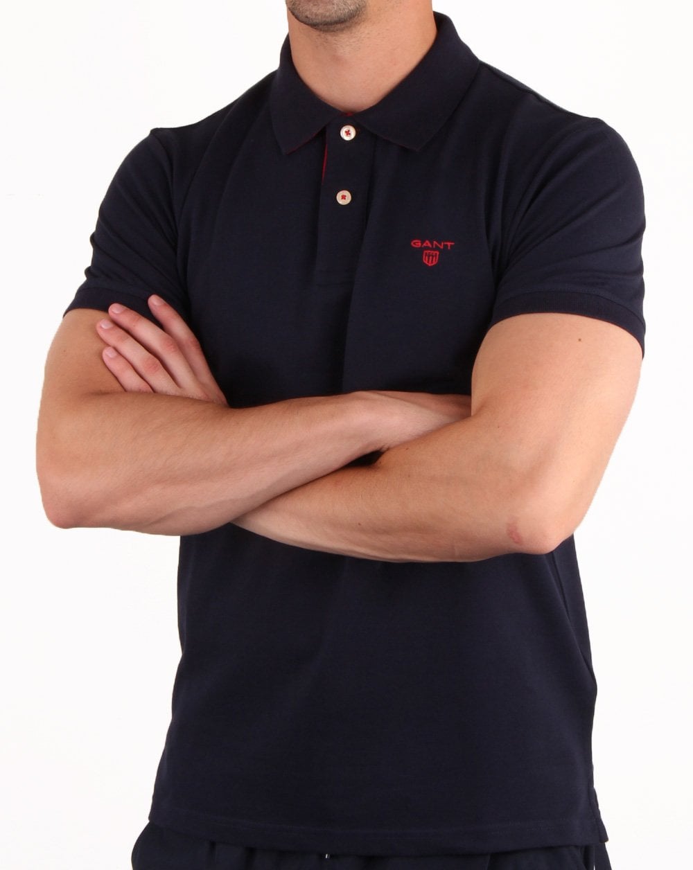 Gant Contrast Collar Polo Shirt Navy