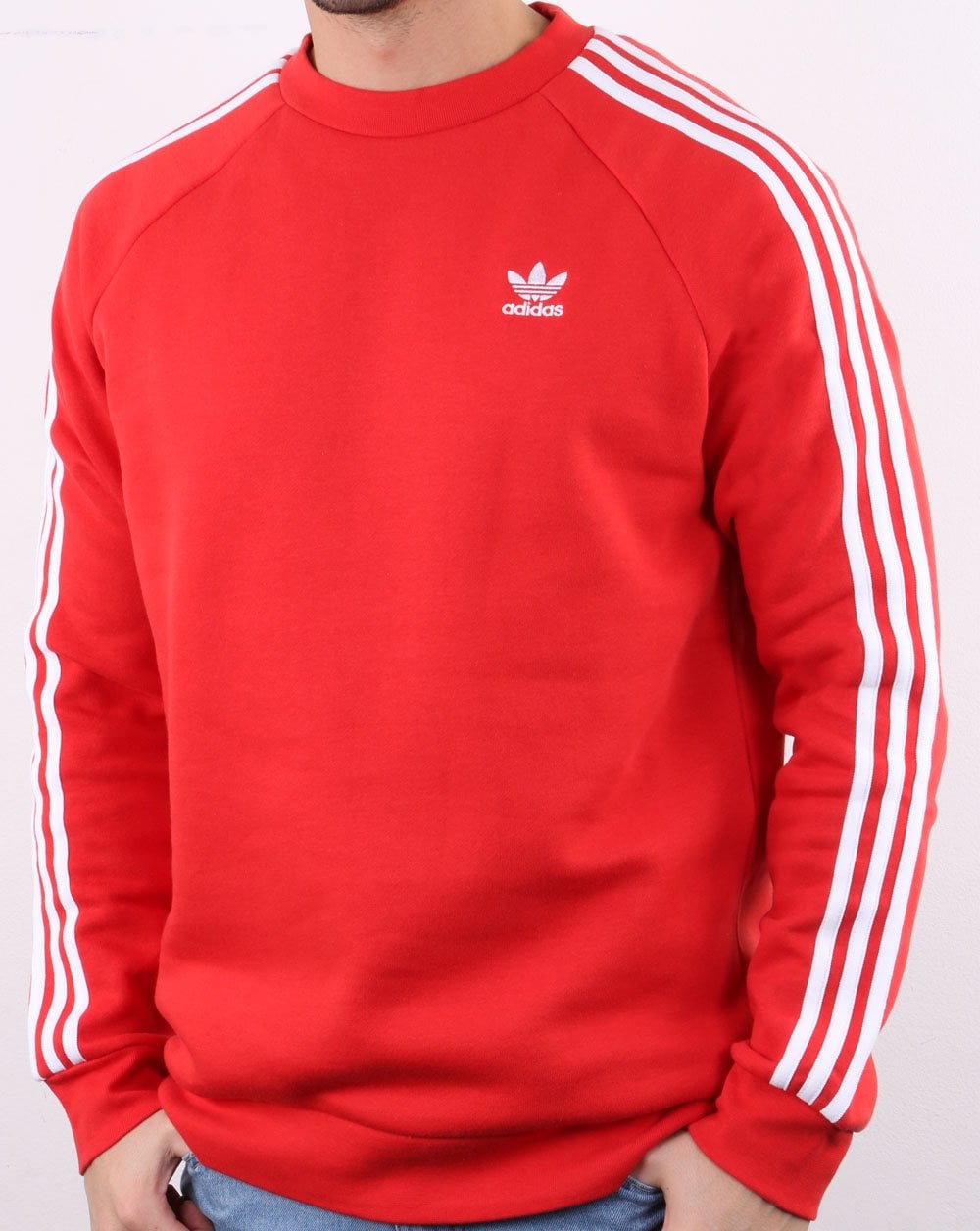 Adidas Originals 3 Stripes Crew Sweat Lush Red