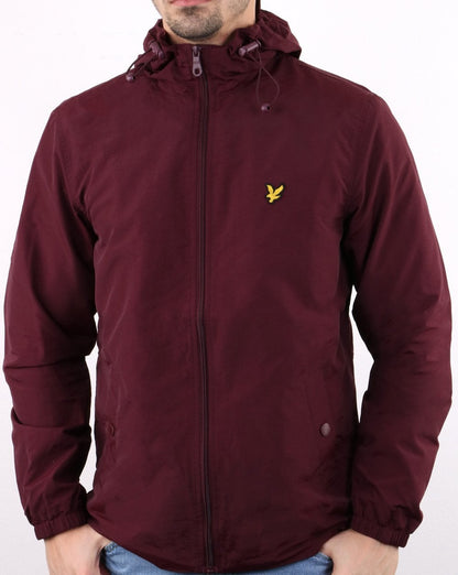 Lyle And Scott Zip Through Hooded Jacket Burgundy