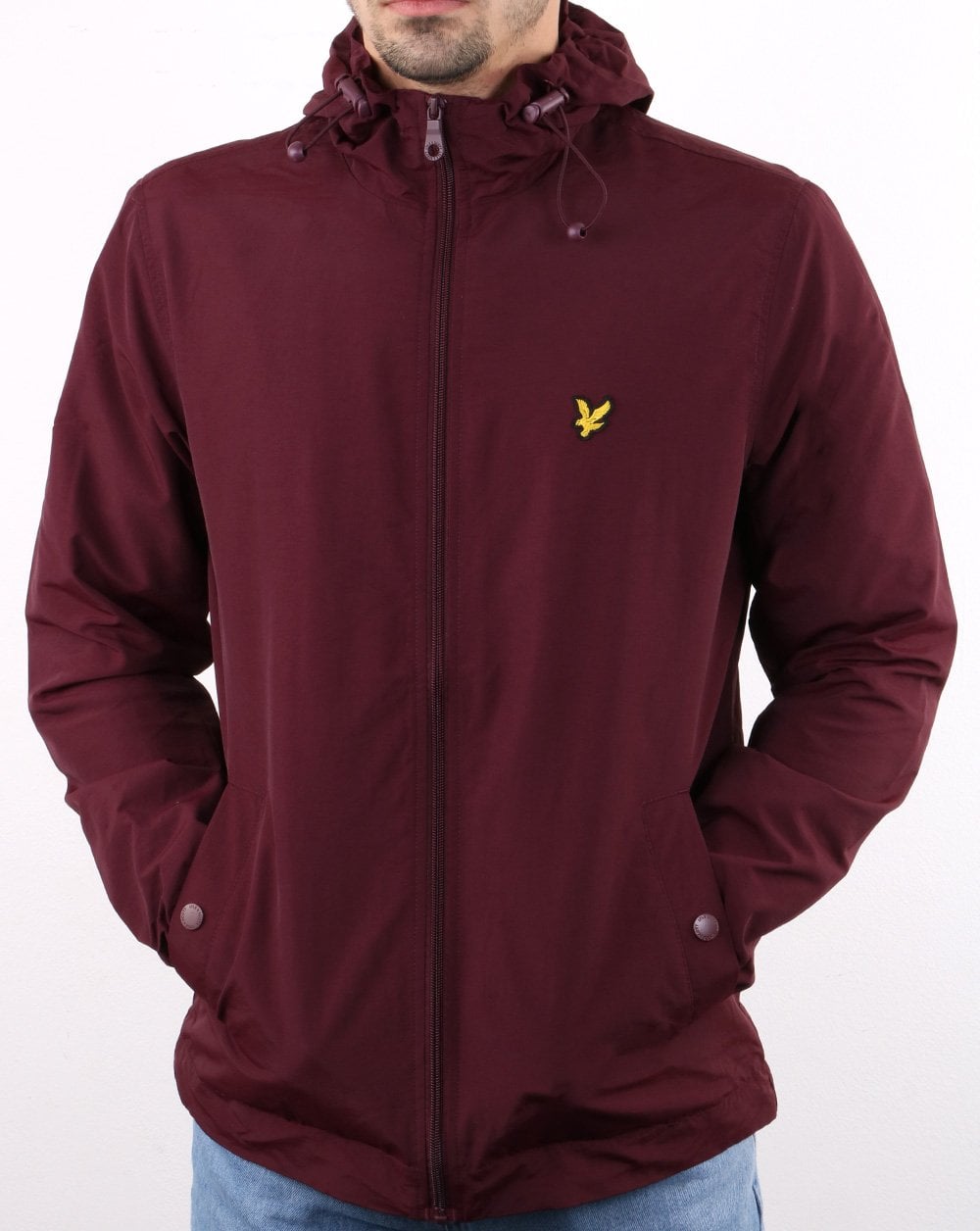Lyle And Scott Zip Through Hooded Jacket Burgundy