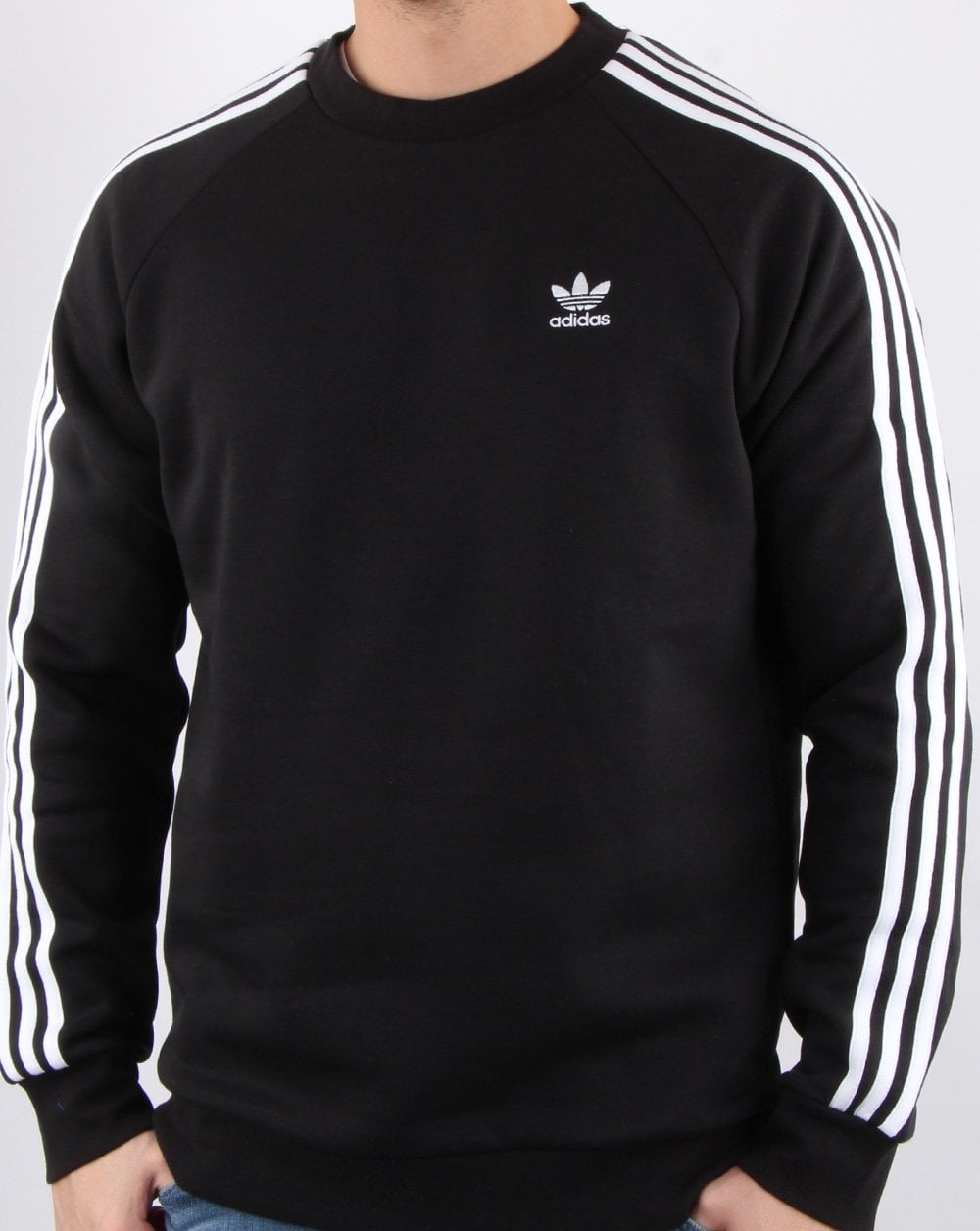 Adidas Originals 3 Stripes Crew Sweat Black