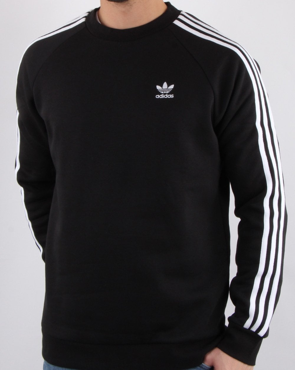 Adidas Originals 3 Stripes Crew Sweat Black