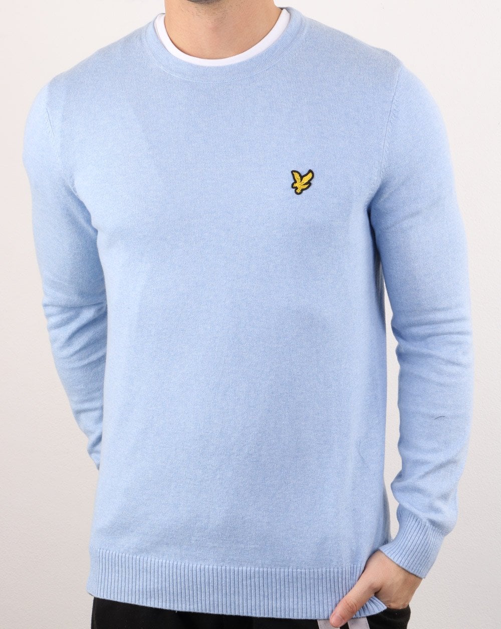 Lyle And Scott Cotton Merino Crew Jumper Pool Blue