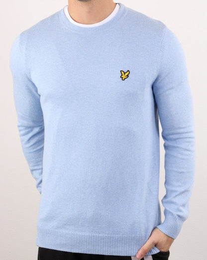 Lyle And Scott Cotton Merino Crew Jumper Pool Blue