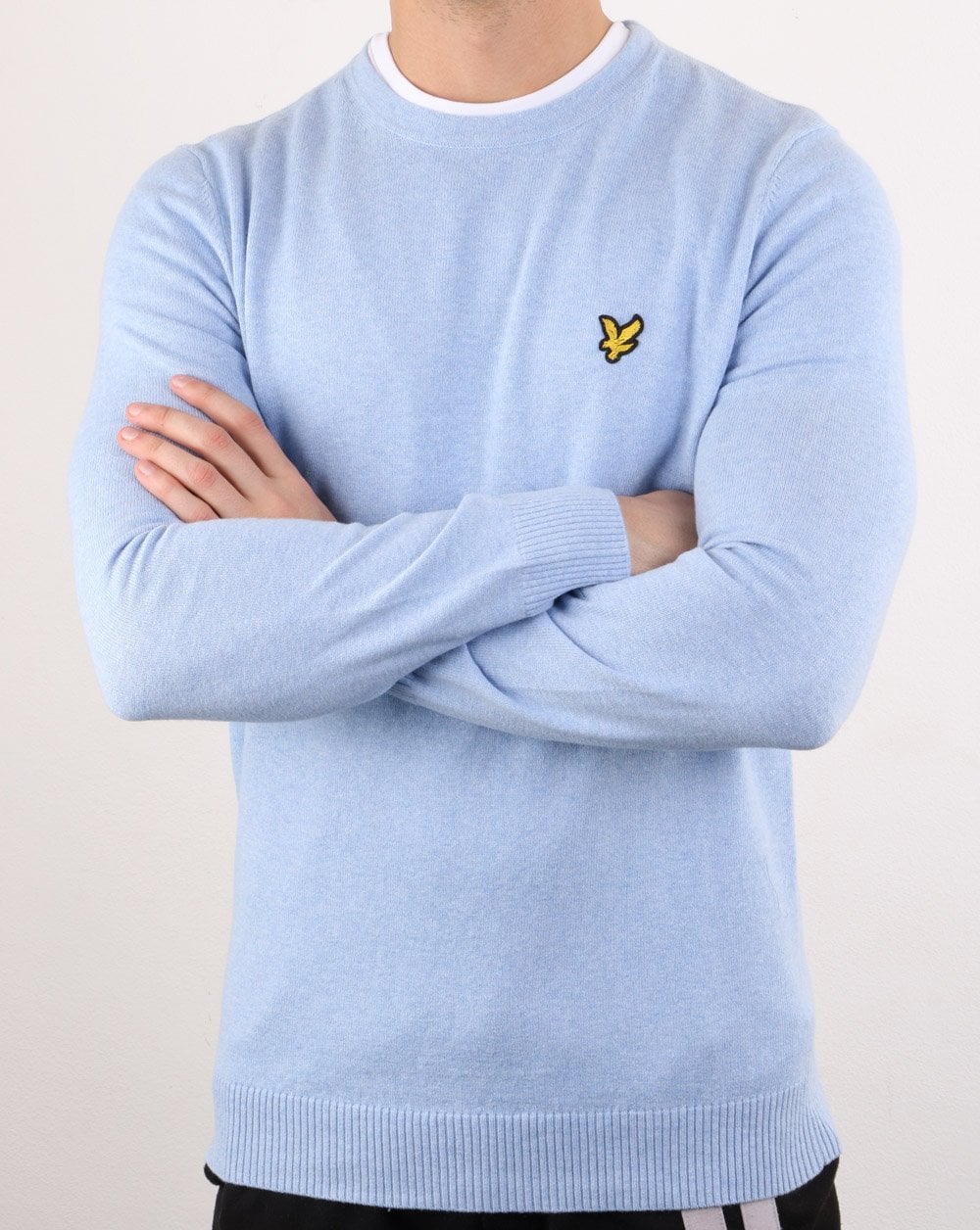 Lyle And Scott Cotton Merino Crew Jumper Pool Blue