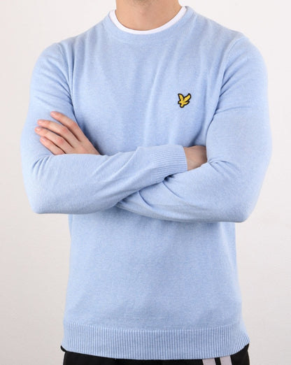 Lyle And Scott Cotton Merino Crew Jumper Pool Blue