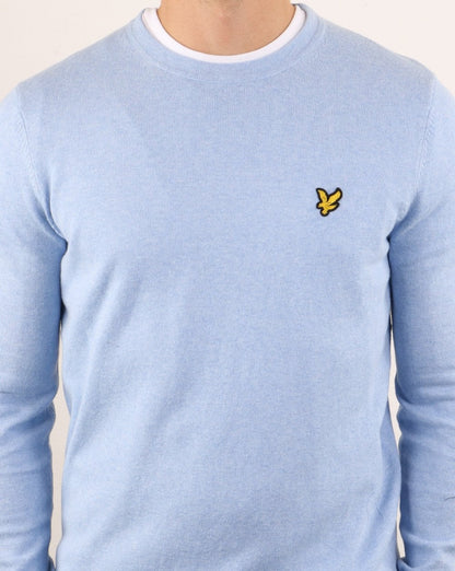 Lyle And Scott Cotton Merino Crew Jumper Pool Blue