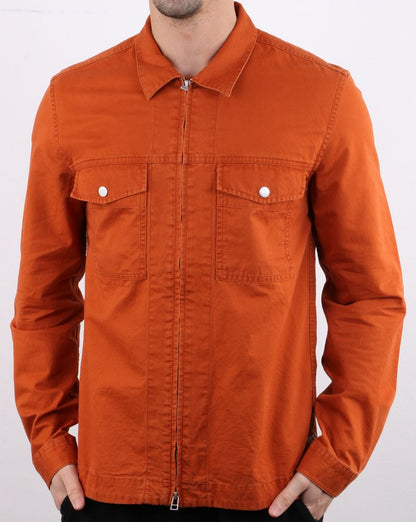 Pretty Green Section Zip Front Overshirt Orange
