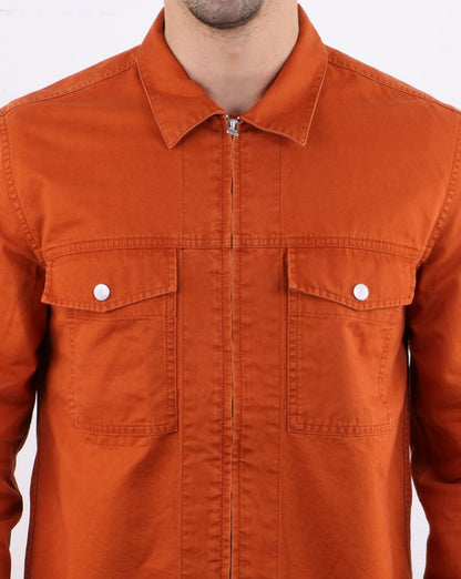 Pretty Green Section Zip Front Overshirt Orange