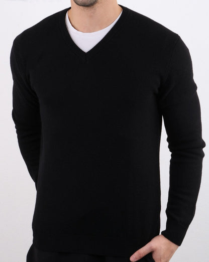 Benetton Merino Wool V-Neck Jumper Black