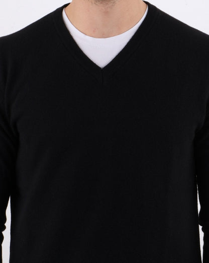 Benetton Merino Wool V-Neck Jumper Black