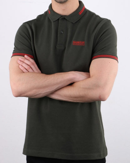 Barbour International Tipped Polo Jungle Green