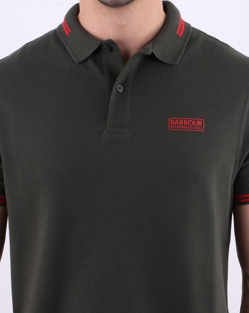 Barbour International Tipped Polo Jungle Green