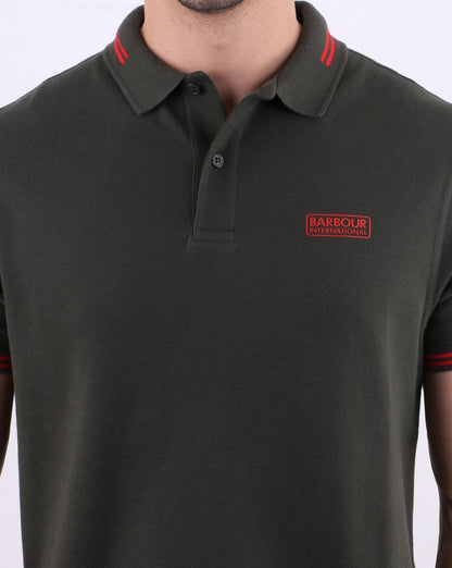 Barbour International Tipped Polo Jungle Green