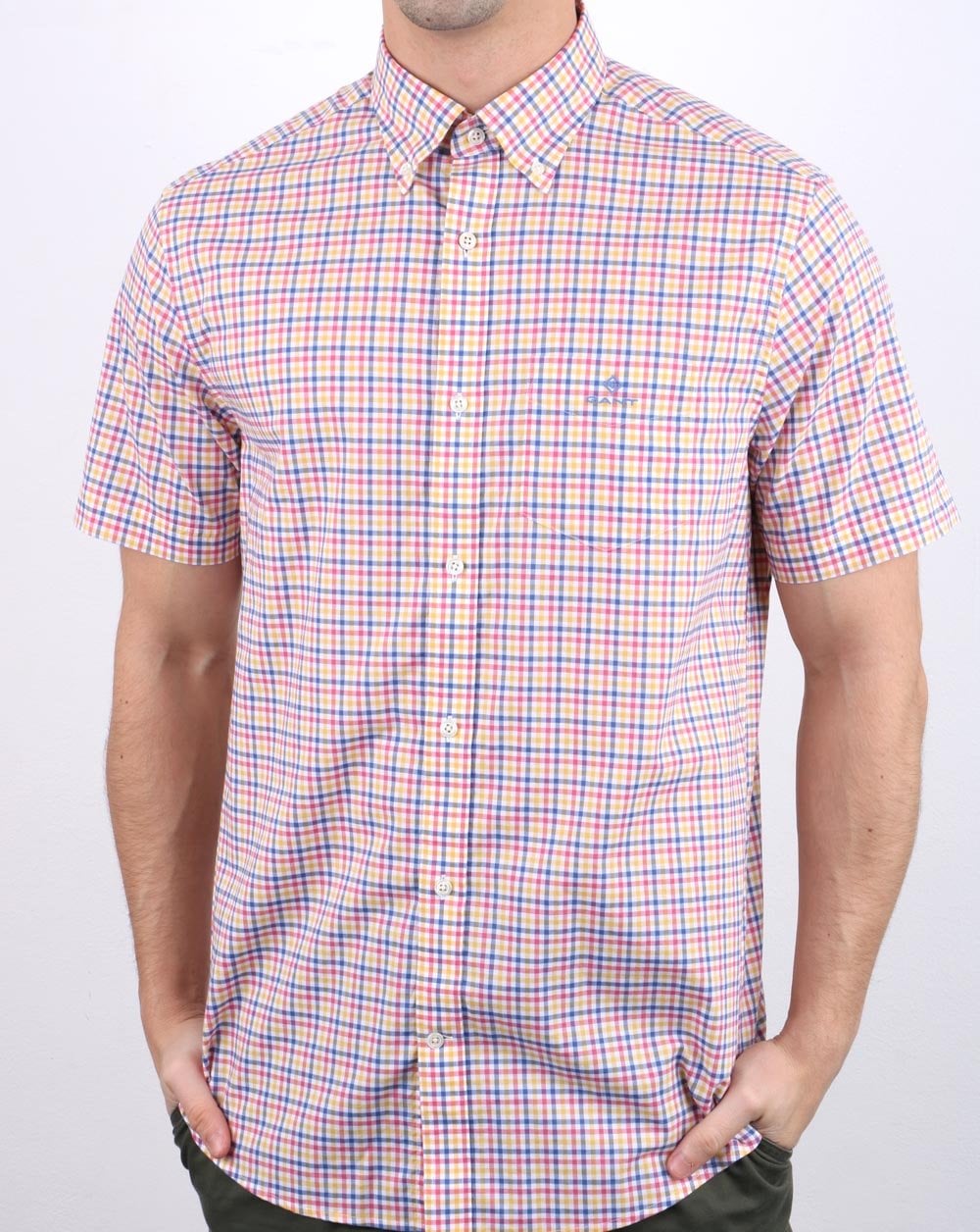 Gant Gingham Short Sleeved Shirt Rose
