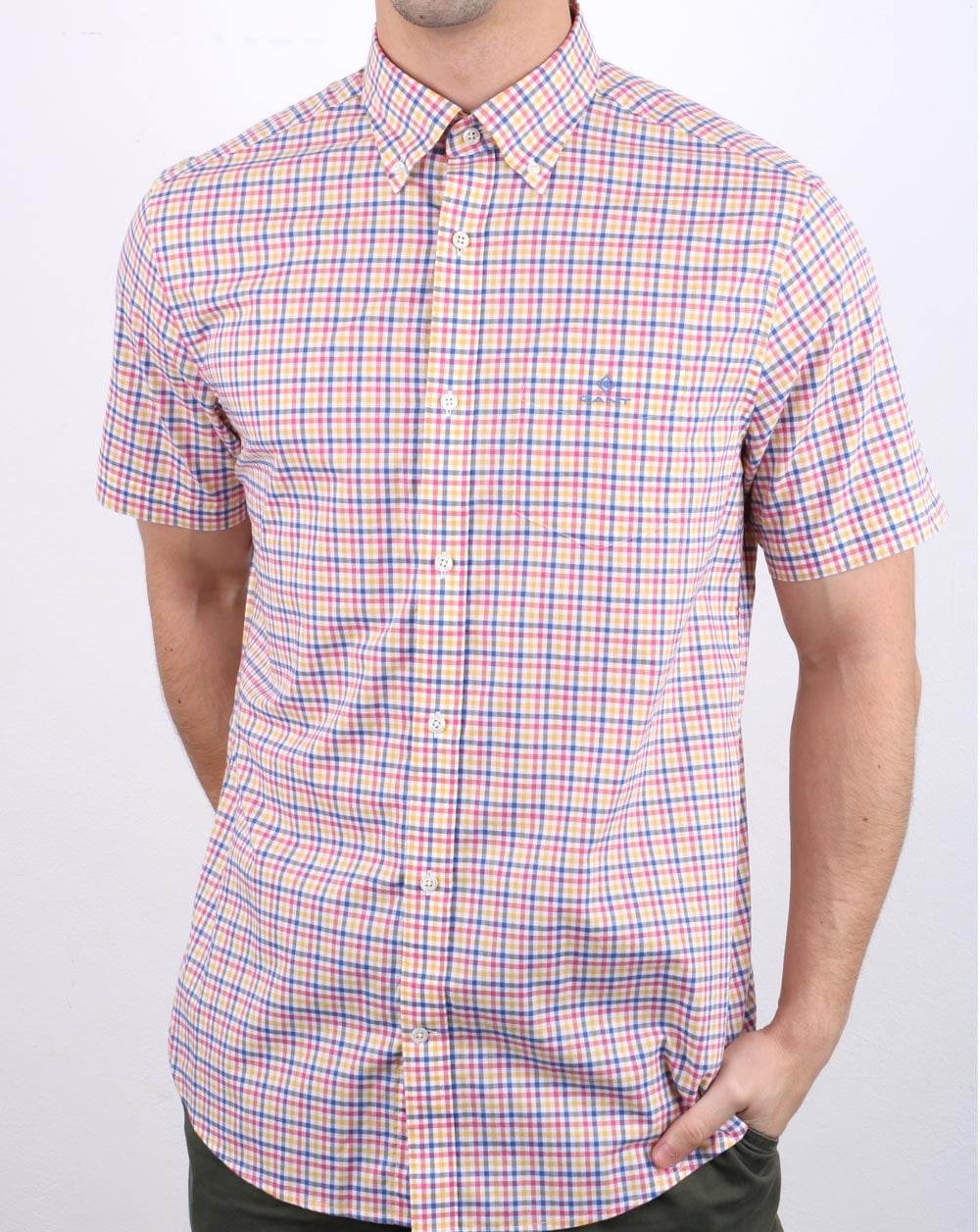 Gant Gingham Short Sleeved Shirt Rose