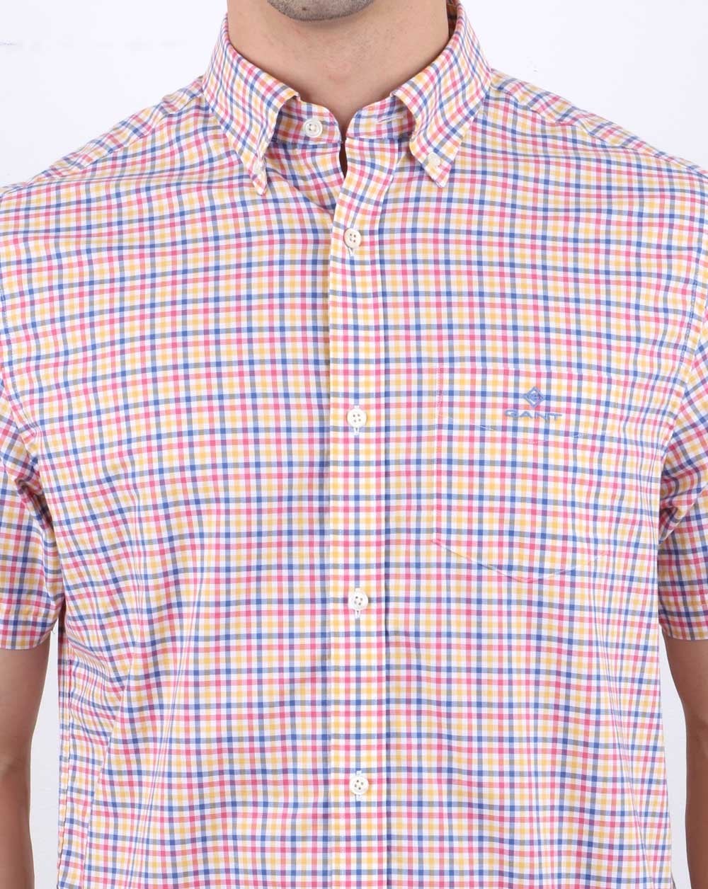 Gant Gingham Short Sleeved Shirt Rose