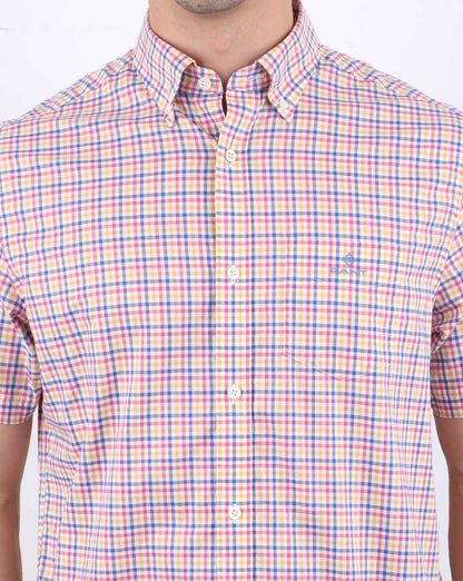 Gant Gingham Short Sleeved Shirt Rose