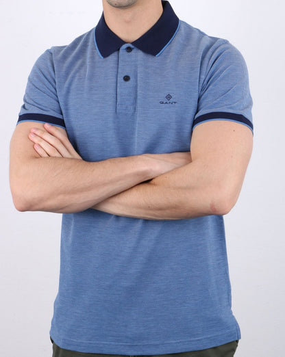 Gant Oxford Pique Rugger Polo Shirt Pacific Blue