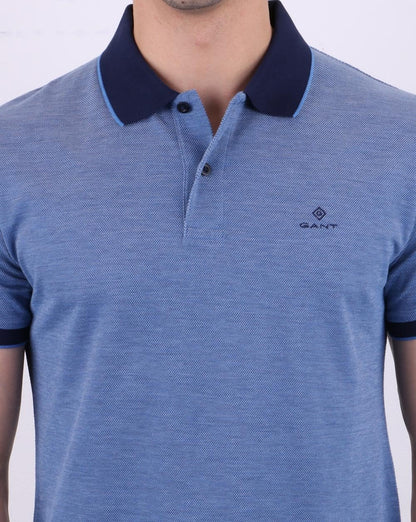 Gant Oxford Pique Rugger Polo Shirt Pacific Blue