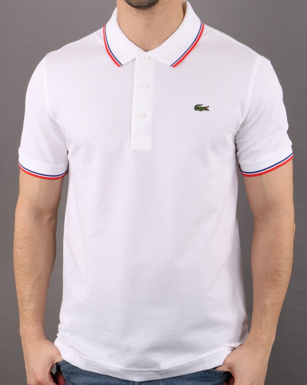 Lacoste Tipped Polo Shirt White/Red