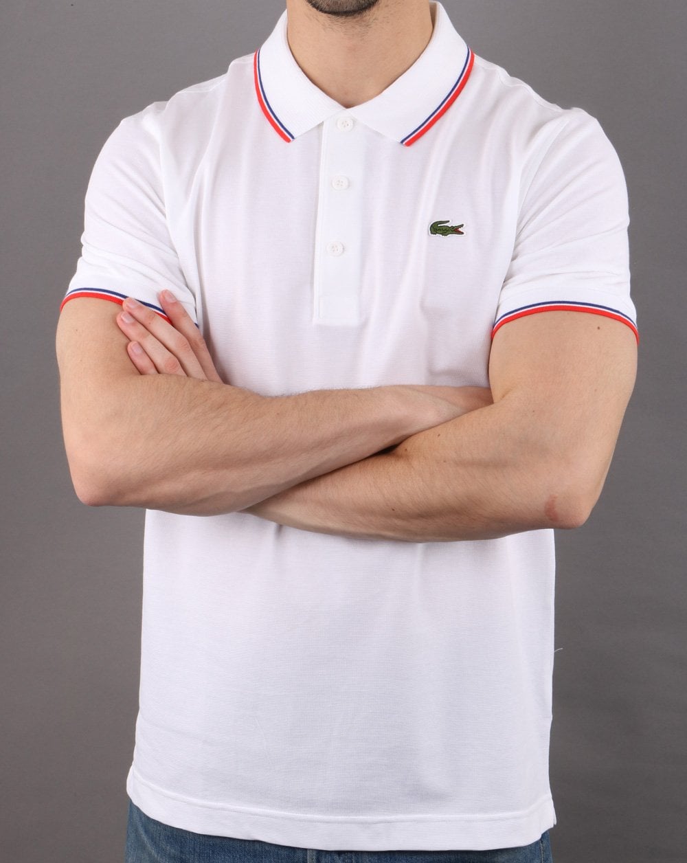 Lacoste Tipped Polo Shirt White/Red