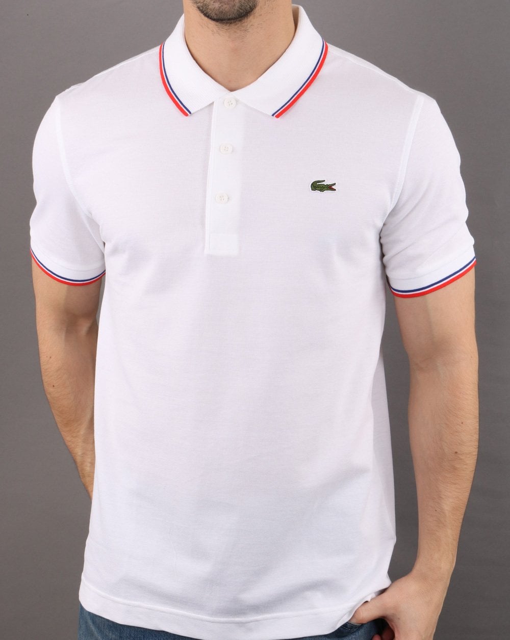 Lacoste Tipped Polo Shirt White/Red