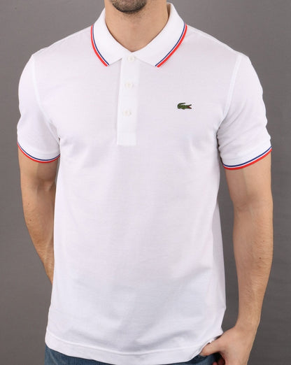 Lacoste Tipped Polo Shirt White/Red