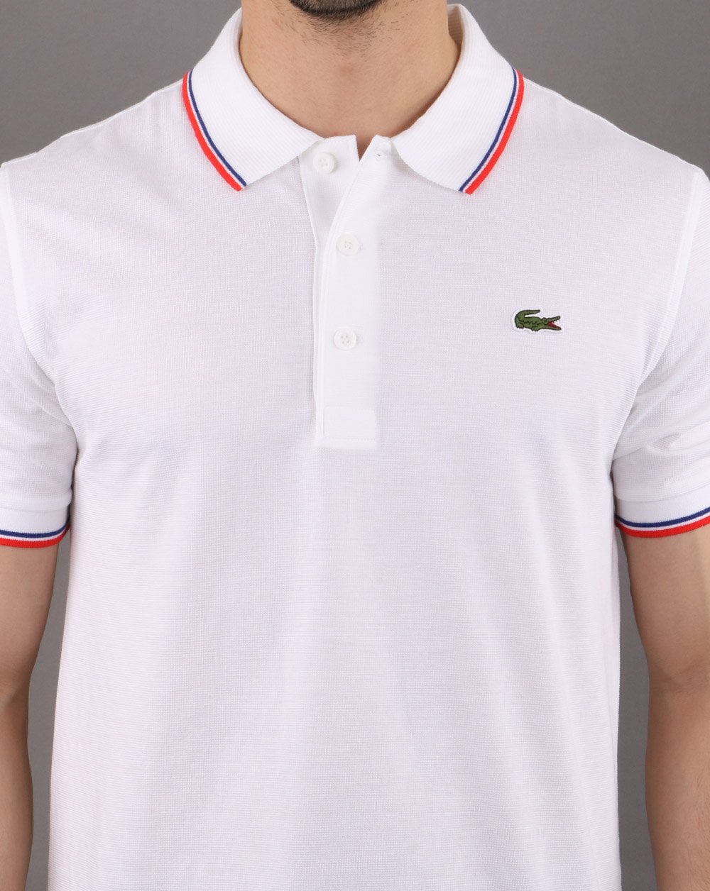 Lacoste Tipped Polo Shirt White/Red