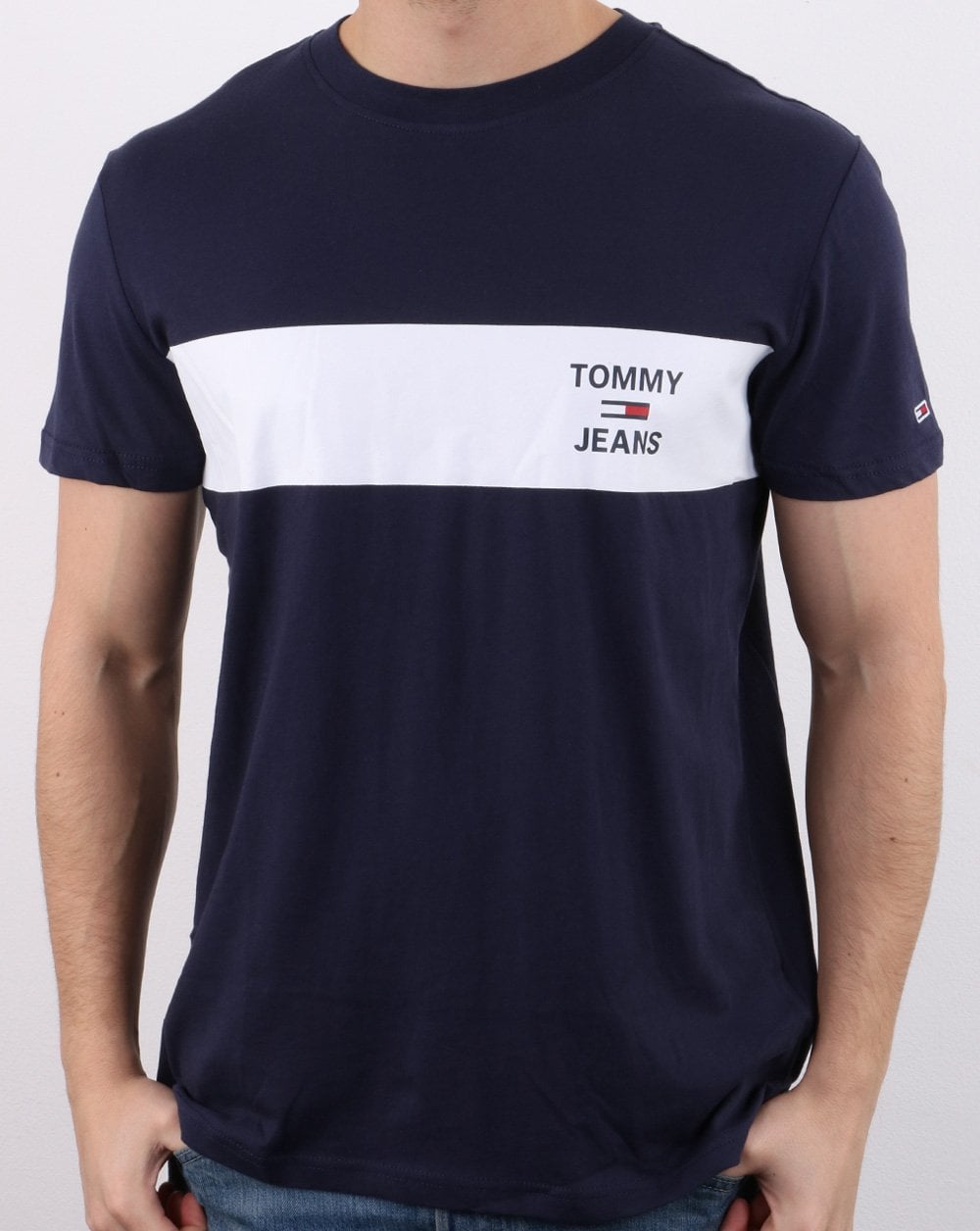 Tommy Hilfiger Chest Stripe Logo T-shirt Navy