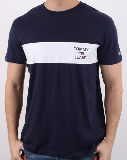 Tommy Hilfiger Chest Stripe Logo T-shirt Navy