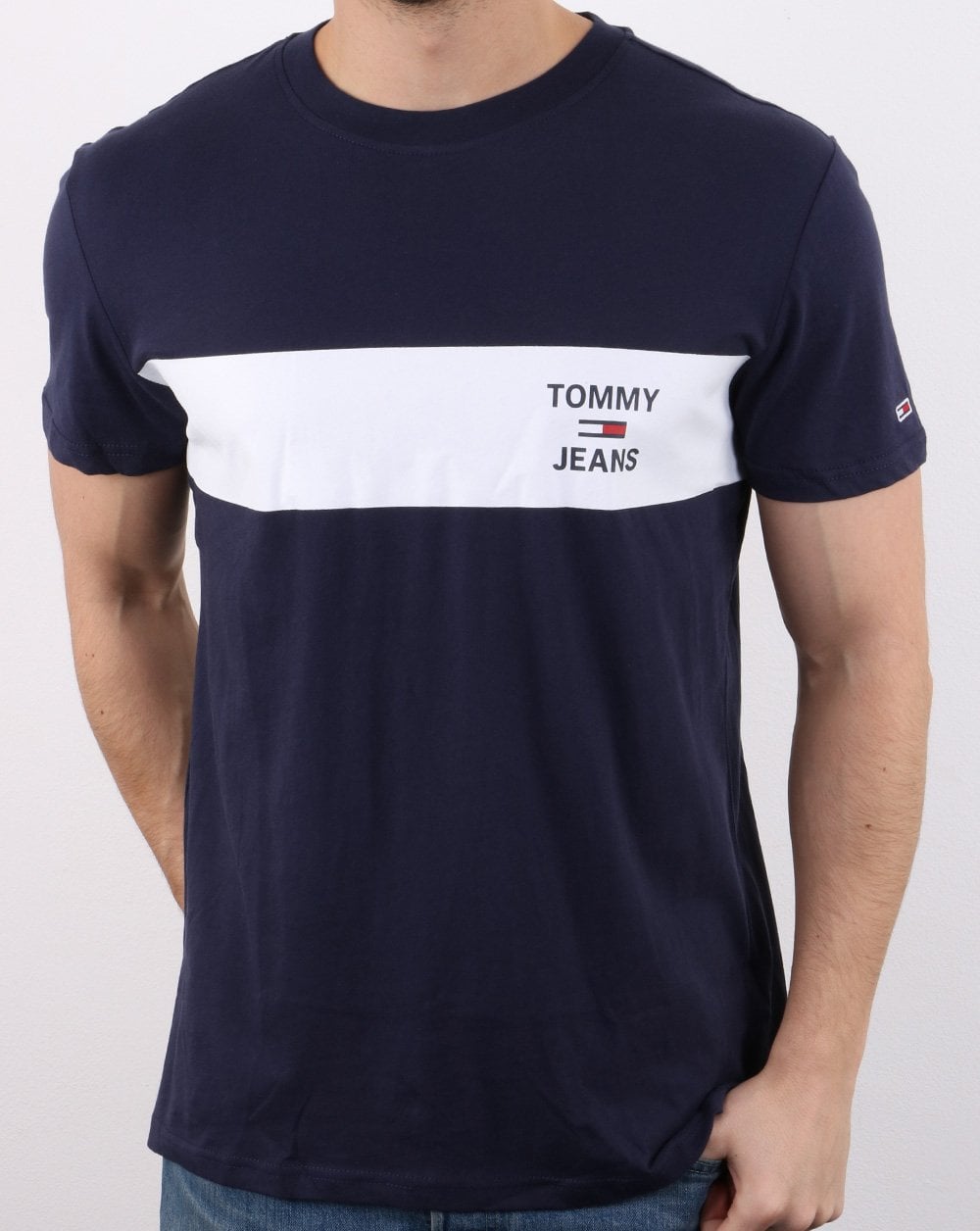 Tommy Hilfiger Chest Stripe Logo T-shirt Navy